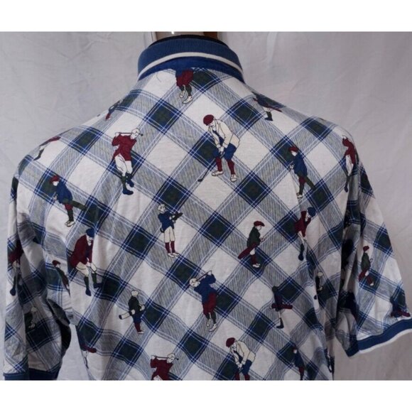 Roundtree & Yorke Golf Players Allover Print Mens L Short Sleeve Polo Shirt - Picture 9 of 12